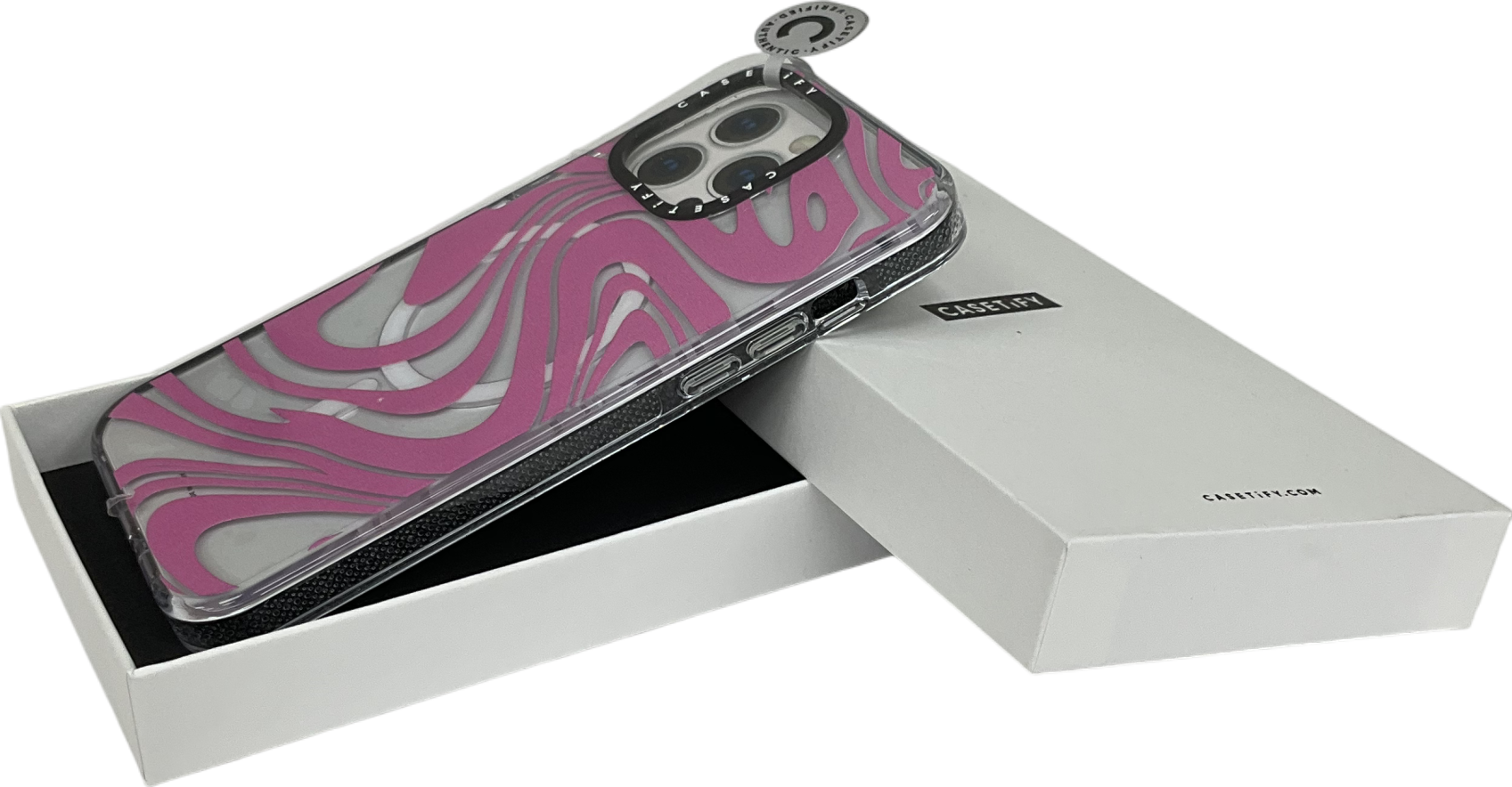 casetify Pink Marble Transparent Trippy Wavy Swirl White Spiral Warp Twirl Retro 70s Psychedelic Acid Groovy Abstract Pattern One Size