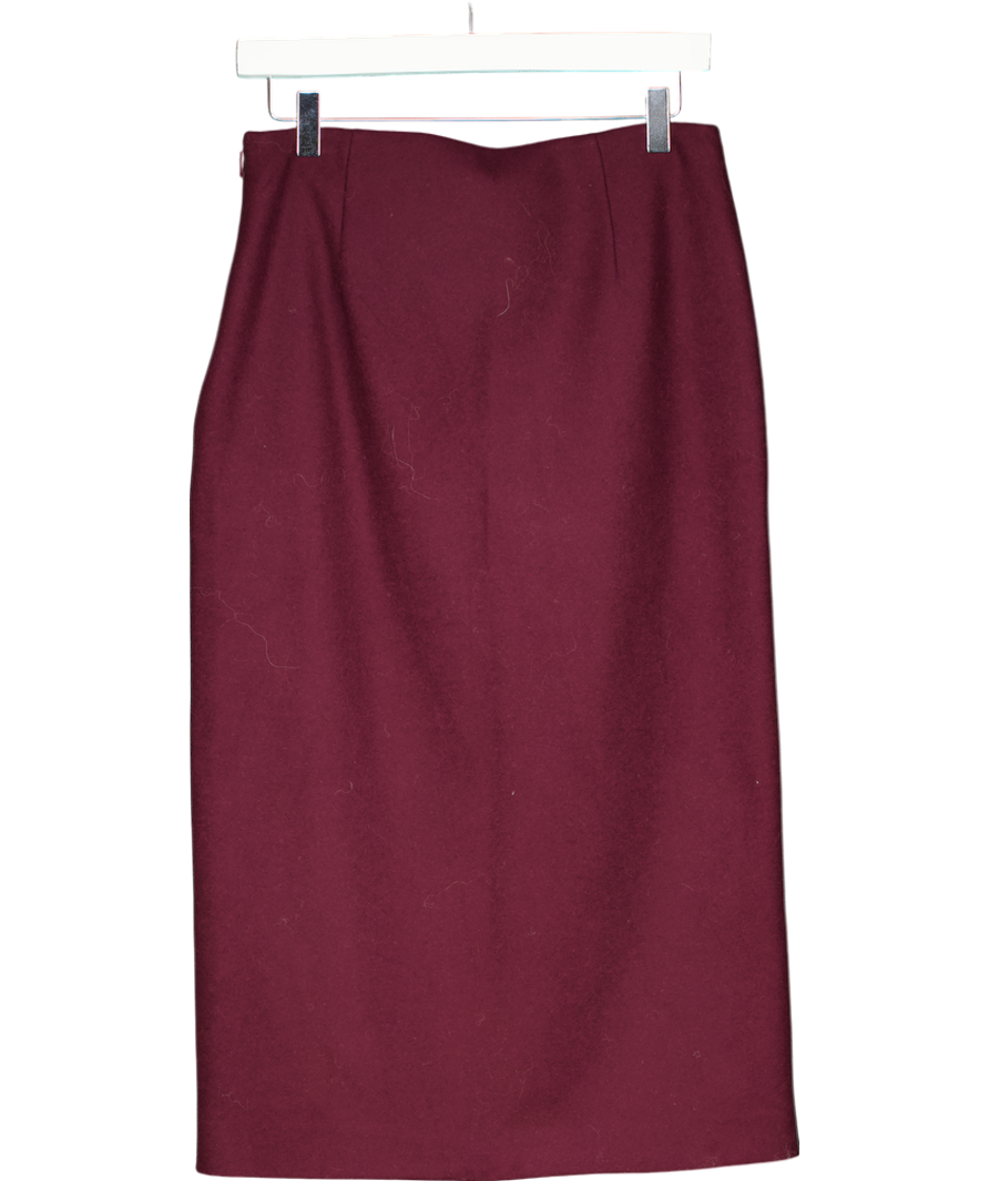 MANGO Red Wool Blend Pencil Skirt UK S