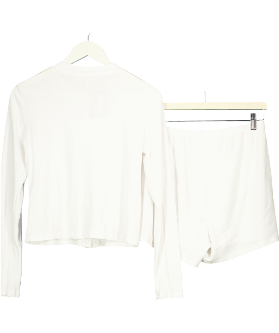 The NAP Co. White Brushed Rib Knit Weekend Trouser + Cardigan Set - Snow UK S