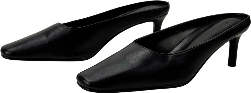 NA-KD Black Squared Toe Mules UK 4 EU 37 👠