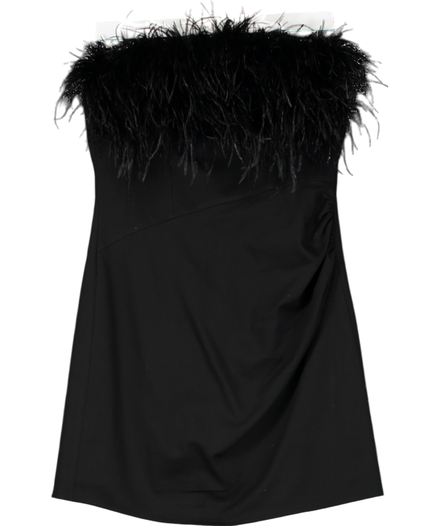 F.ILKK Black Feather Mini Dress UK 10