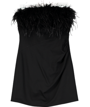 F.ILKK Black Feather Mini Dress UK 10