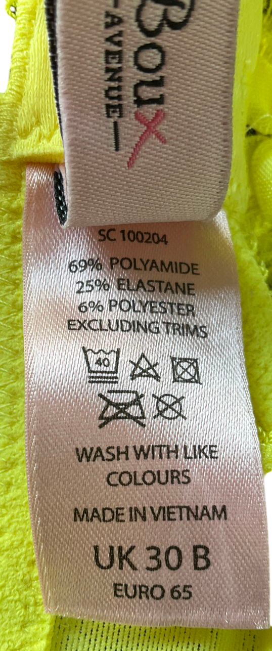 boux avenue Yellow Gracey Balconette Bra & Thong UK 30B