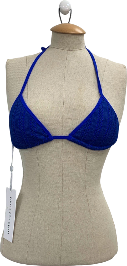 White Fox Blue Crochet Bikini Top UK XS