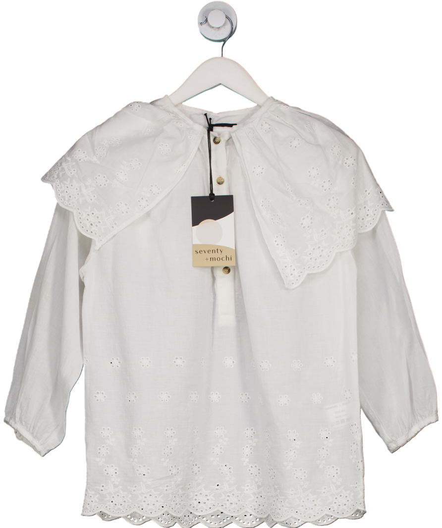 seventy & mochi Ivory Cream Broderie Collar Blouse UK 8