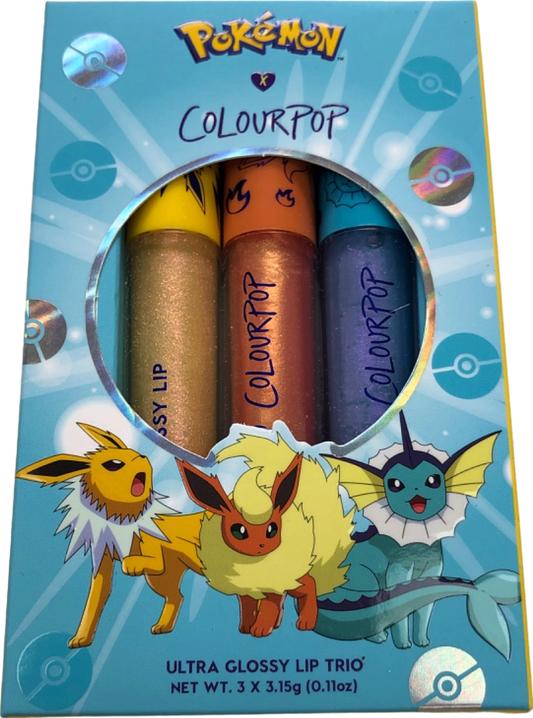 Colourpop x Pokemon Ultra Glossy Lip Trio Fire Stone, Water Stone, Thunder Stone 3 x 3.15g