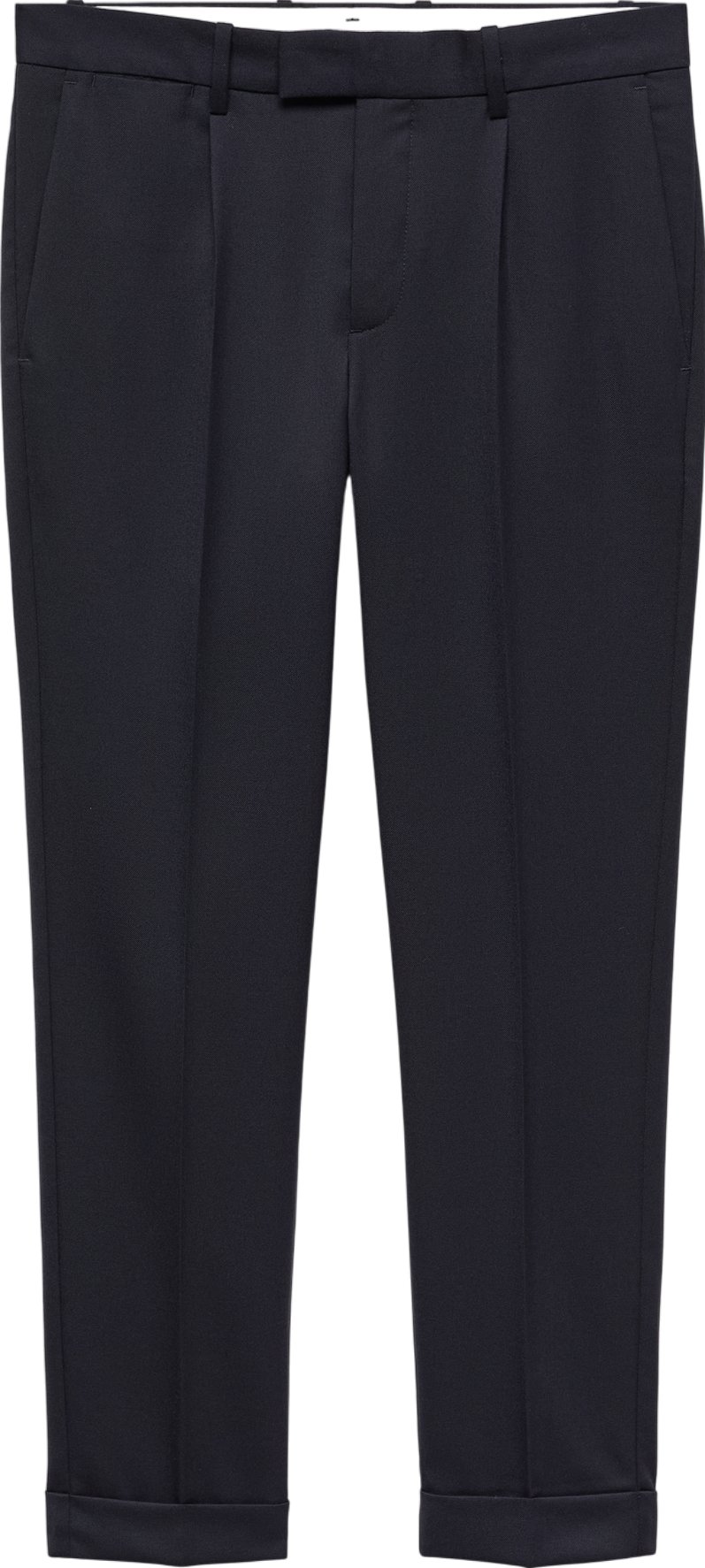 MANGO Blue Pleat Detail Wool Trousers W34