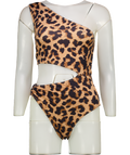 Emmanuela Swimwear Brown Maia Leopard Cut Out Onepiece Swimsuit UK S