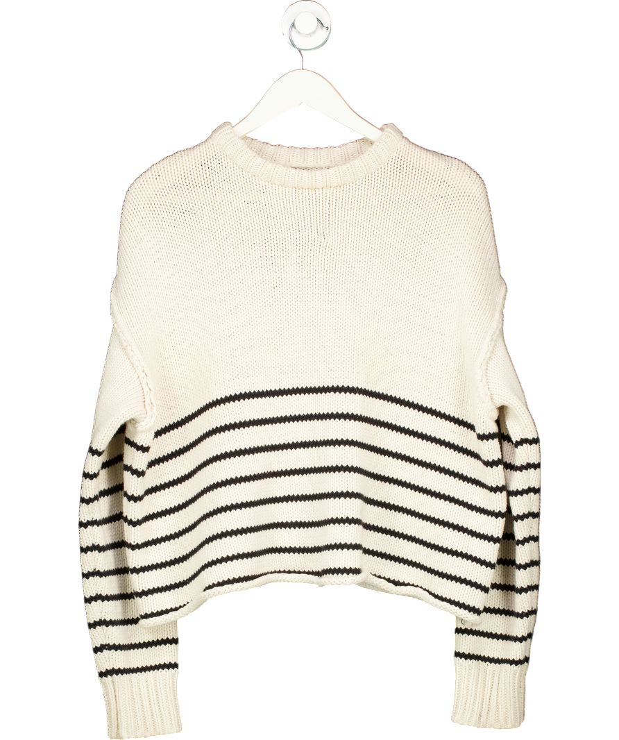 DISSH Beige Camille Stone Stripe Crop Jumper UK S