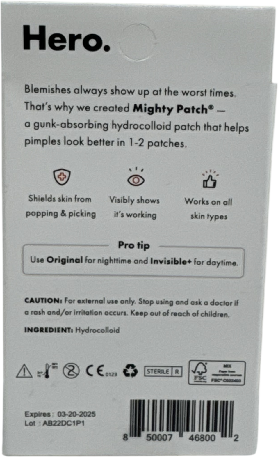 Hero Patch Duo Spot Patches, 6x Day & 6x Night Hydrocolloid Patches one size