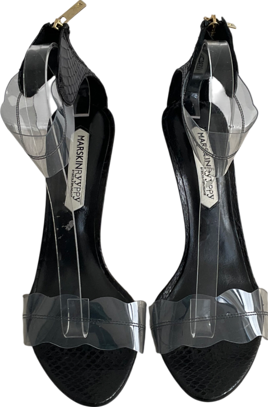 Marskinryypyy Black Pauwau Ankle Strap Heeled Sandals UK 8 EU 41 👠