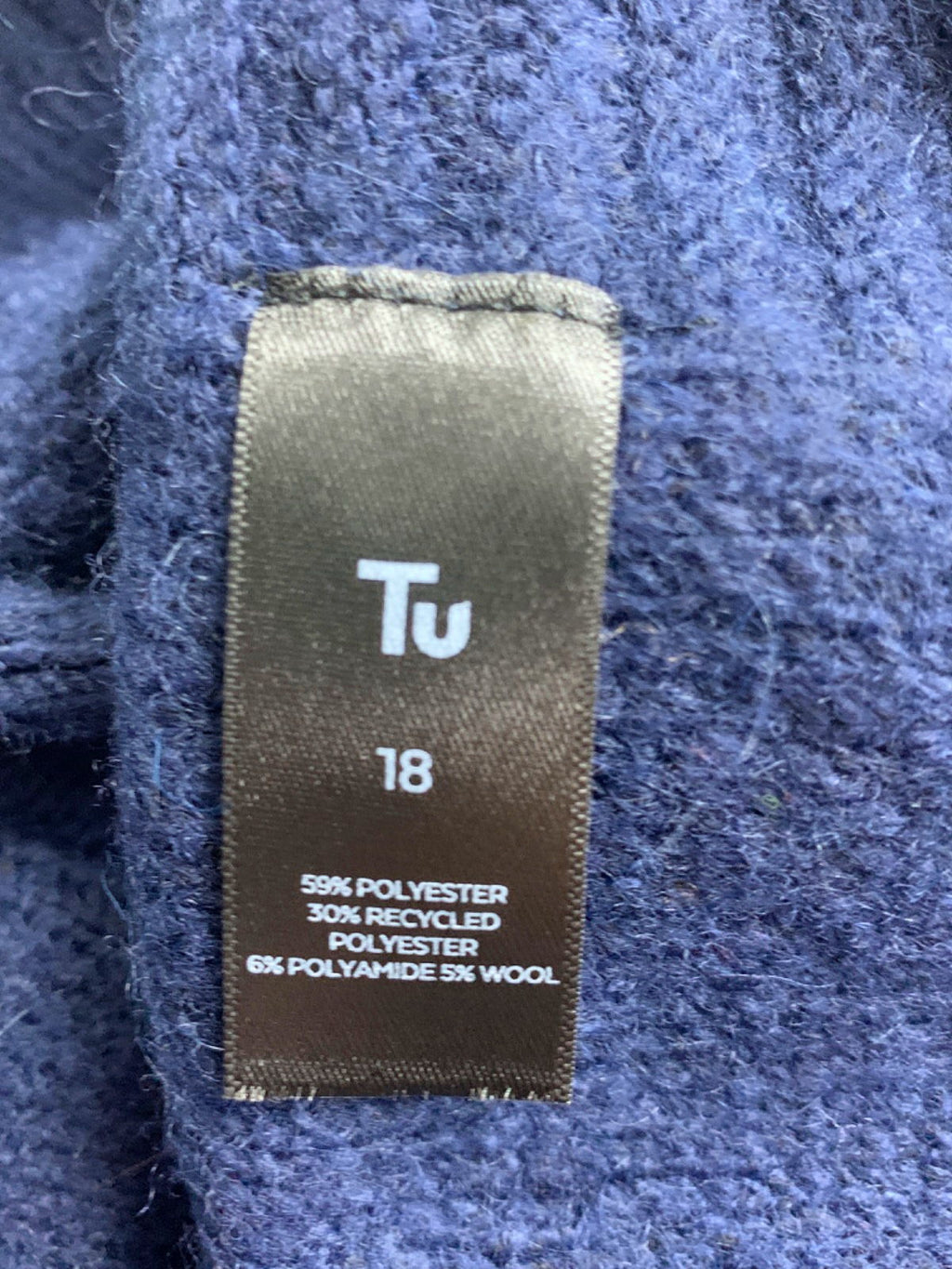 Tu Blue Cable Knit Poncho UK 18