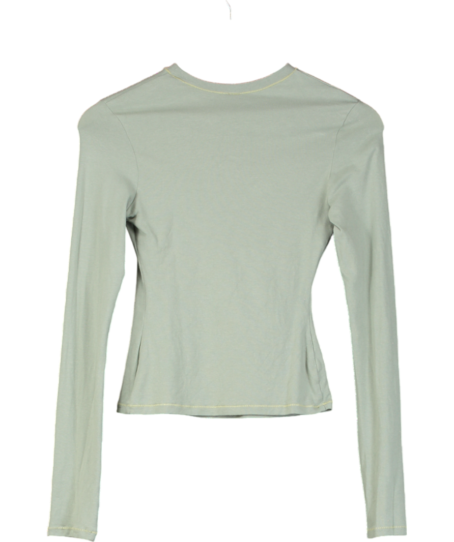 SKIMS Green Cotton Jersey Long Sleeve T-shirt UK S