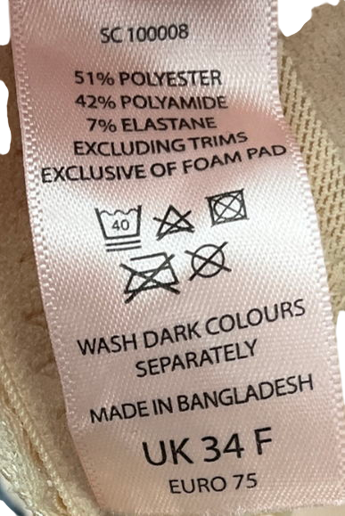 boux avenue Beige Mollie Lace Padded Plunge Bra UK 34F