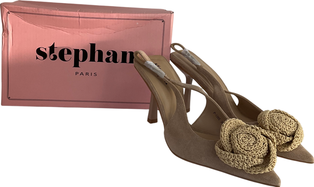 Stephan paris Beige Escarpins Slingback Raphia Taupe UK 5 EU 38 👠
