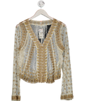 Free People Beige Declan Sequin Shirt UK M