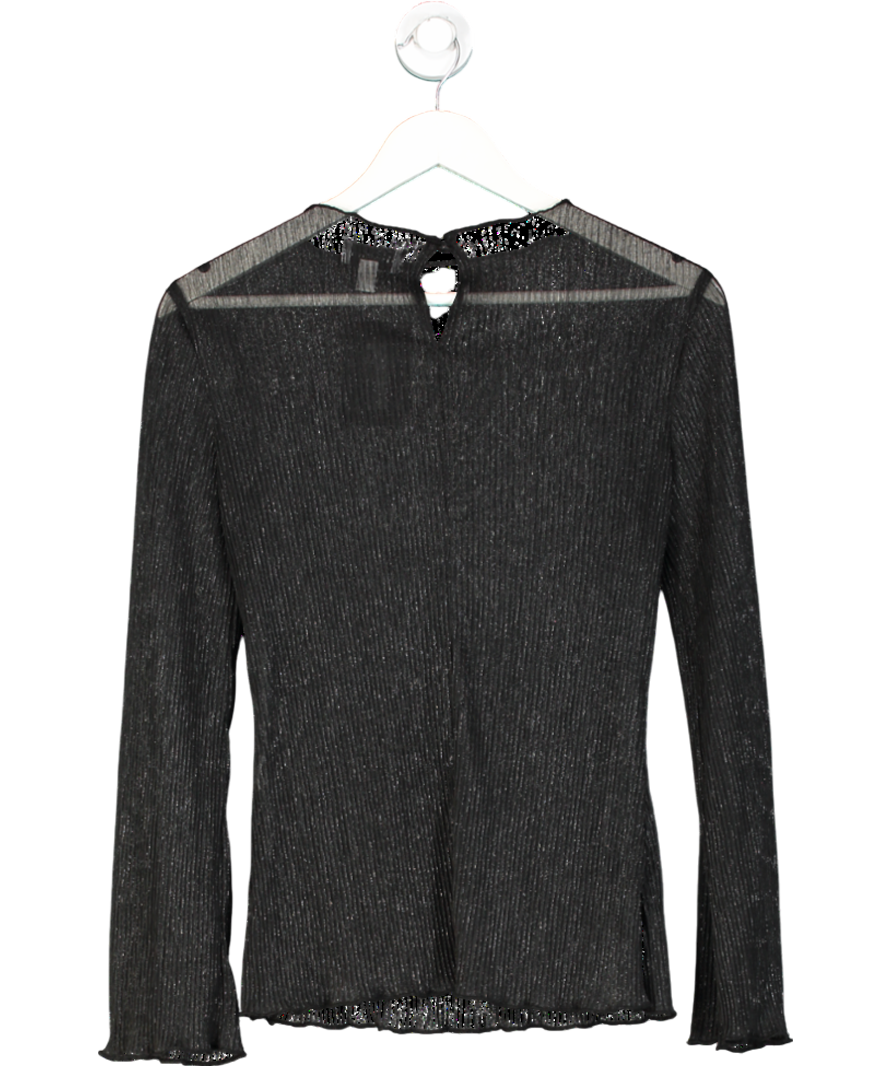 PRETTY LAVISH Black Pleated Flared Sleeve Top UK 6