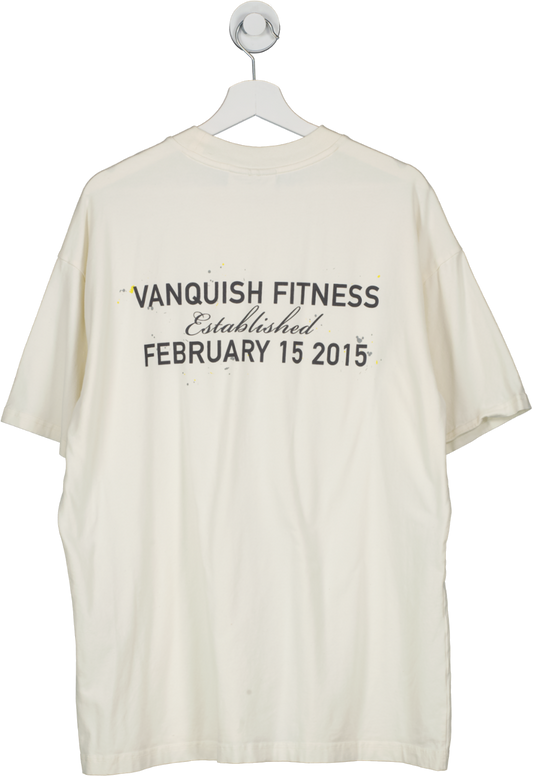 Vanquish Cream Fitness Established Oversized T Shirt UK L
