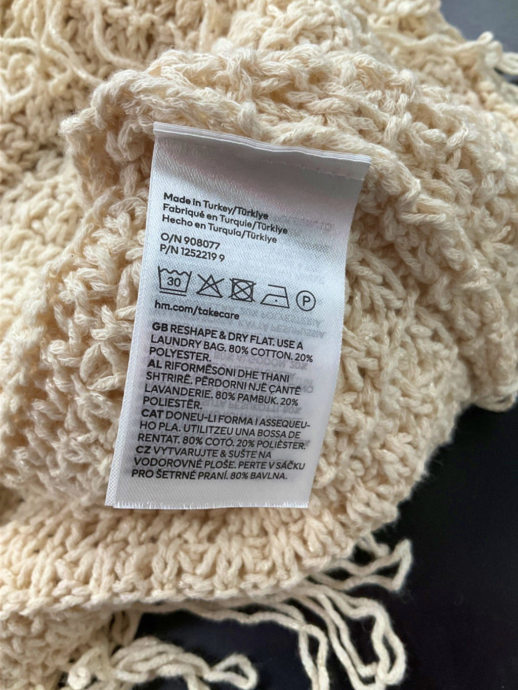 H&M Beige Knitted Fringe Dress UK M