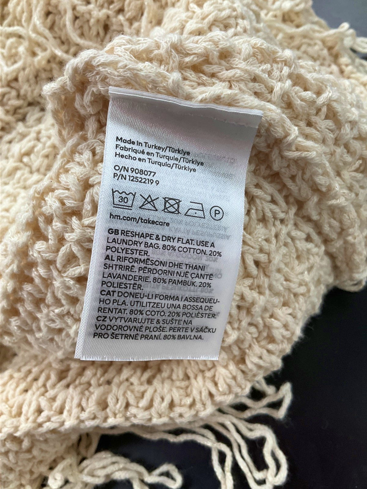 H&M Beige Knitted Fringe Dress UK M