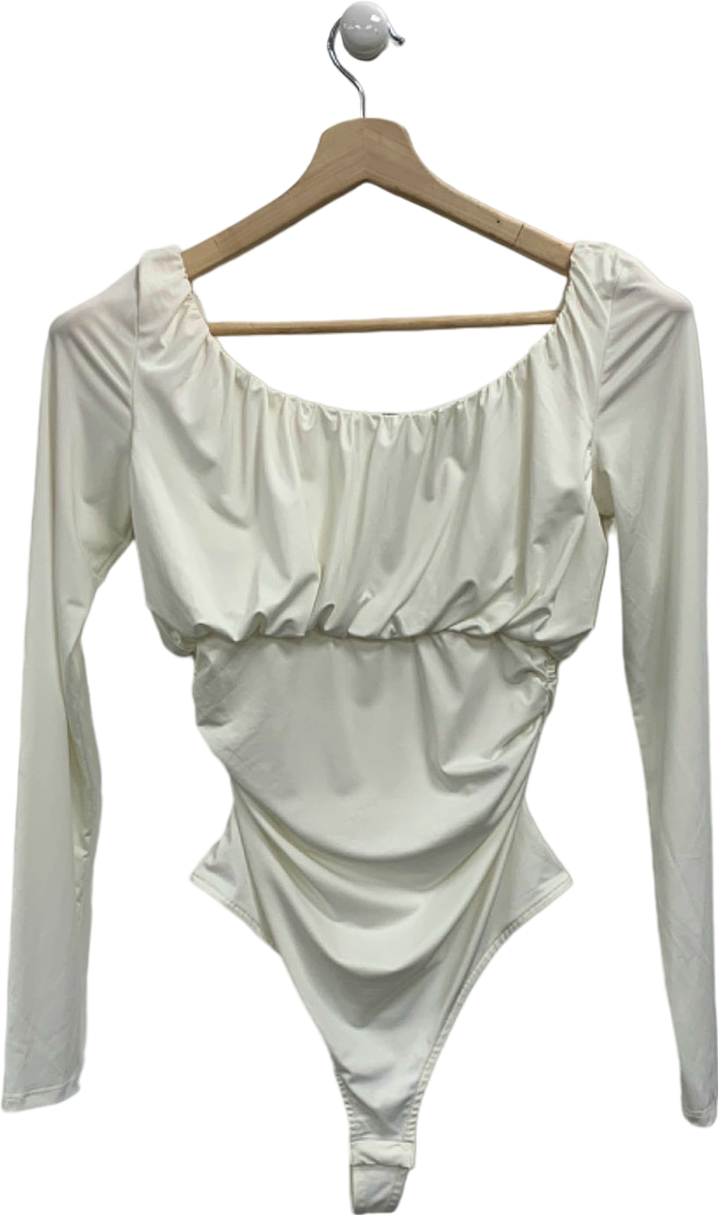 H&M White Long Sleeve Bodysuit UK 8