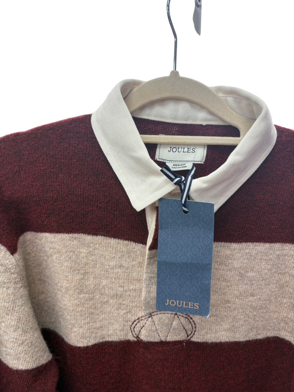 joules Red Seymour Wool Blend Rugby Shirt UK M