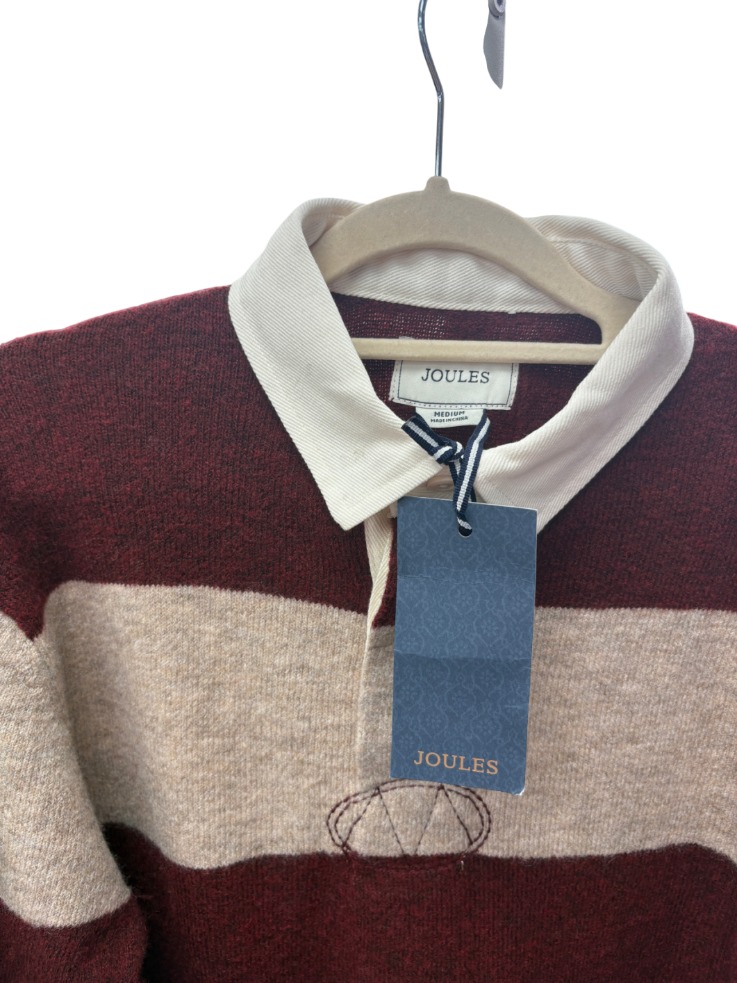 joules Red Seymour Wool Blend Rugby Shirt UK M