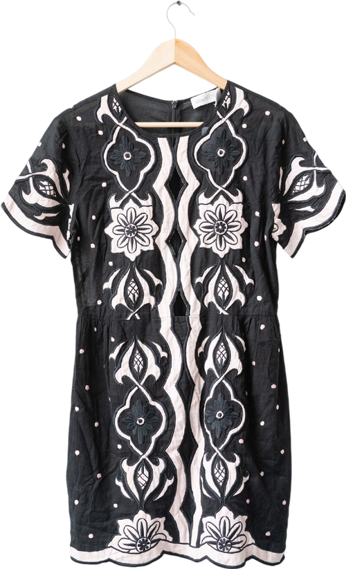 Alice McCall Black Cotton Lace Mebroidered Scalloped Hem "about You" Mini Dress UK 10