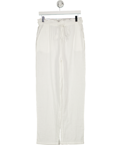 MANGO White Indie Elastic Waist Cotton Trousers UK S