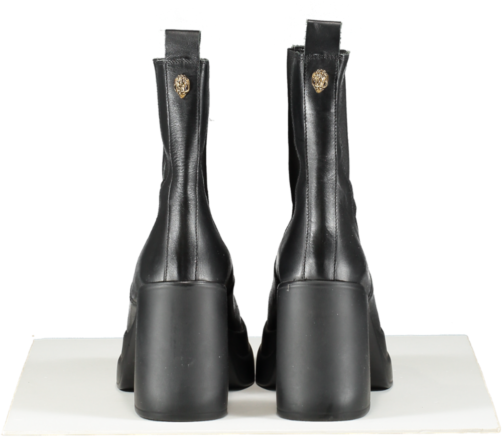 Kurt Geiger Black Leather Stomp Heeled Chelsea Boots UK 5 EU 38 👠