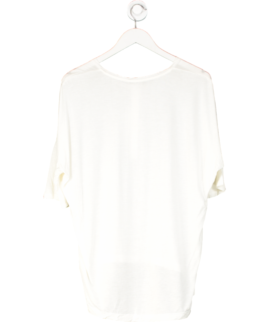 SET Cream Zoey 100% Silk Button T-shirt UK 4