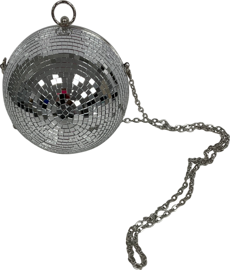 Metallic Disco Ball Shoulder Bag With Clutch Option One Size