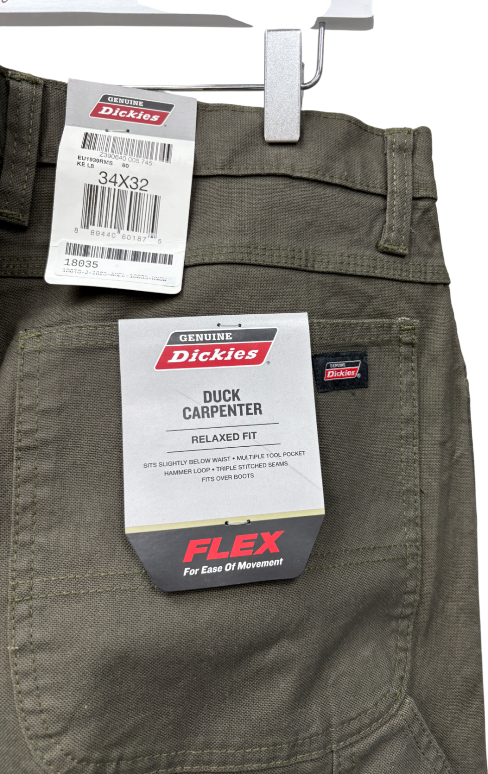 Dickies Green Duck Carpenter Jeans W34