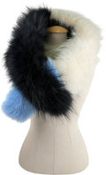 CHARLOTTE SIMONE Black, White & Blue Fur Scarf