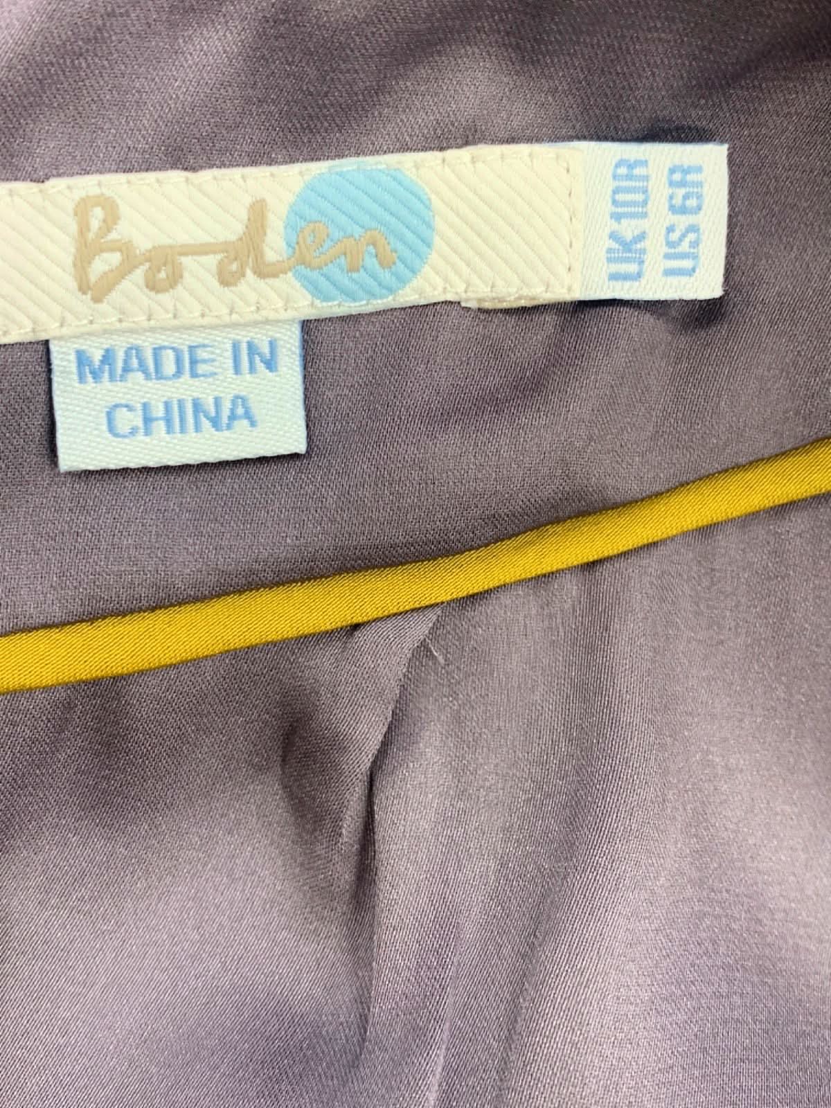 Boden Purple Embroidered Three-Quarter Sleeve Dress 10