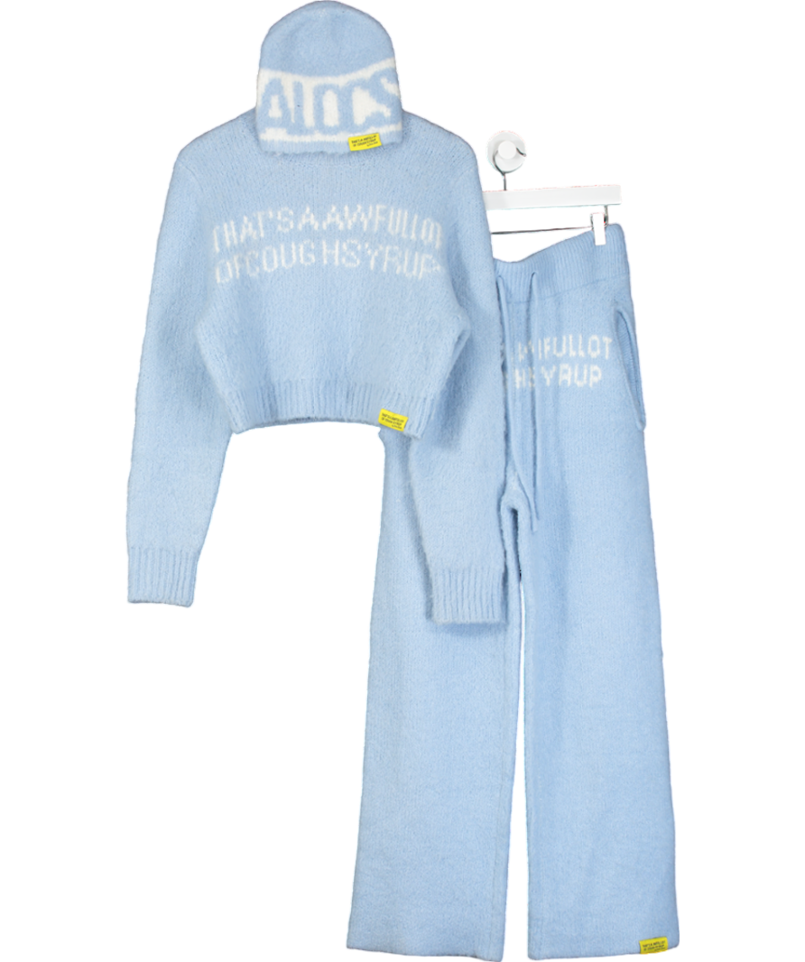 That's A Awful Lot of Cough Syrup Blue Knit Look Joggers And Sweater UK M