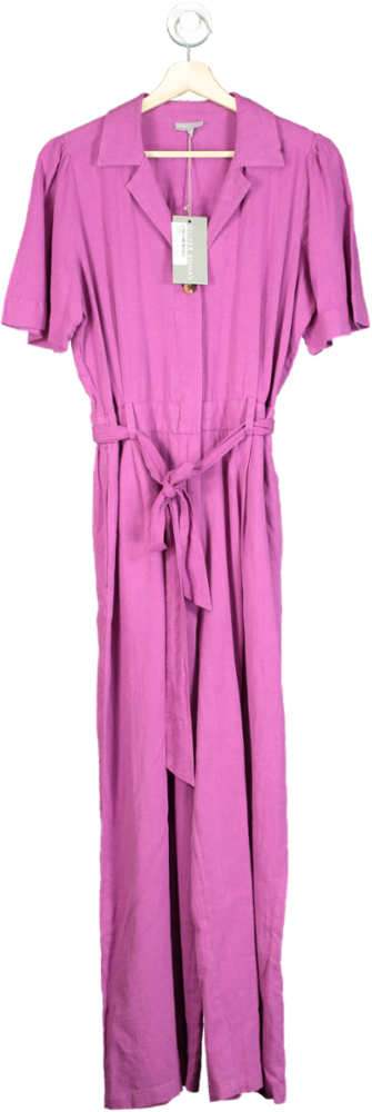 Oliver Bonas Purple Linen/viscose Blend Jumpsuit UK 18