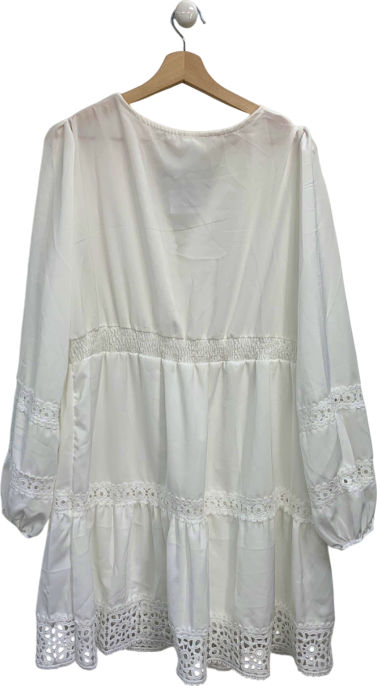 White Lace Trimmed Vintage-Inspired Dress UK 5XL