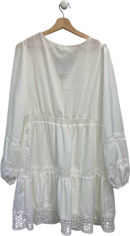 White Lace Trimmed Vintage-Inspired Dress UK 5XL