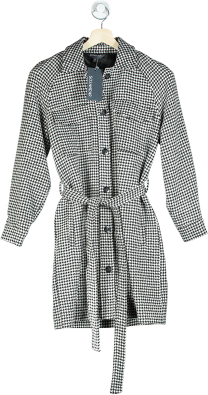 Sosandar Black-White Dogtooth Belted Shacket UK 8