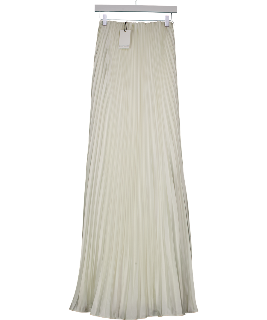 six stories White Ella Pleated Satin Bandeau Maxi Dress UK 6