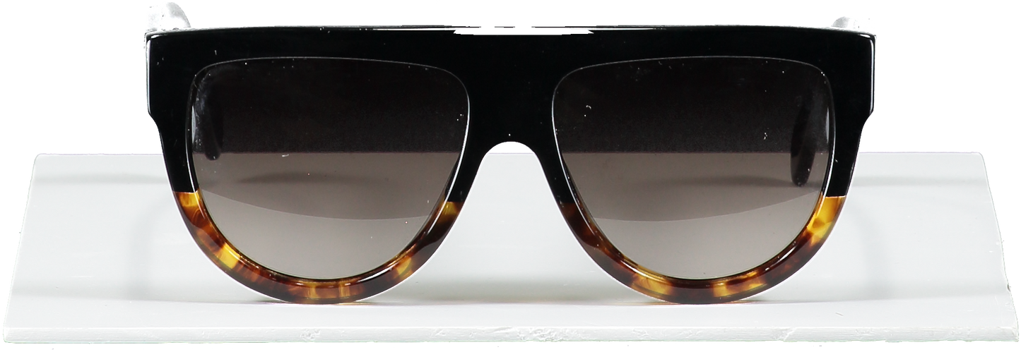 Celine Brown Tortoise D-frame Acetate Sunglasses In Case