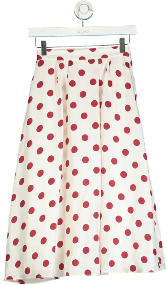 Goelia White and Red Polka Dot Silk Skirt XXS