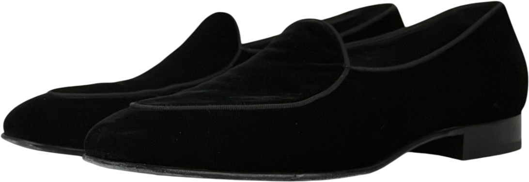 SUITSUPPLY Black Tuxedo Slip-on Cotton Velvet Loafer UK 10 EU 44 👞