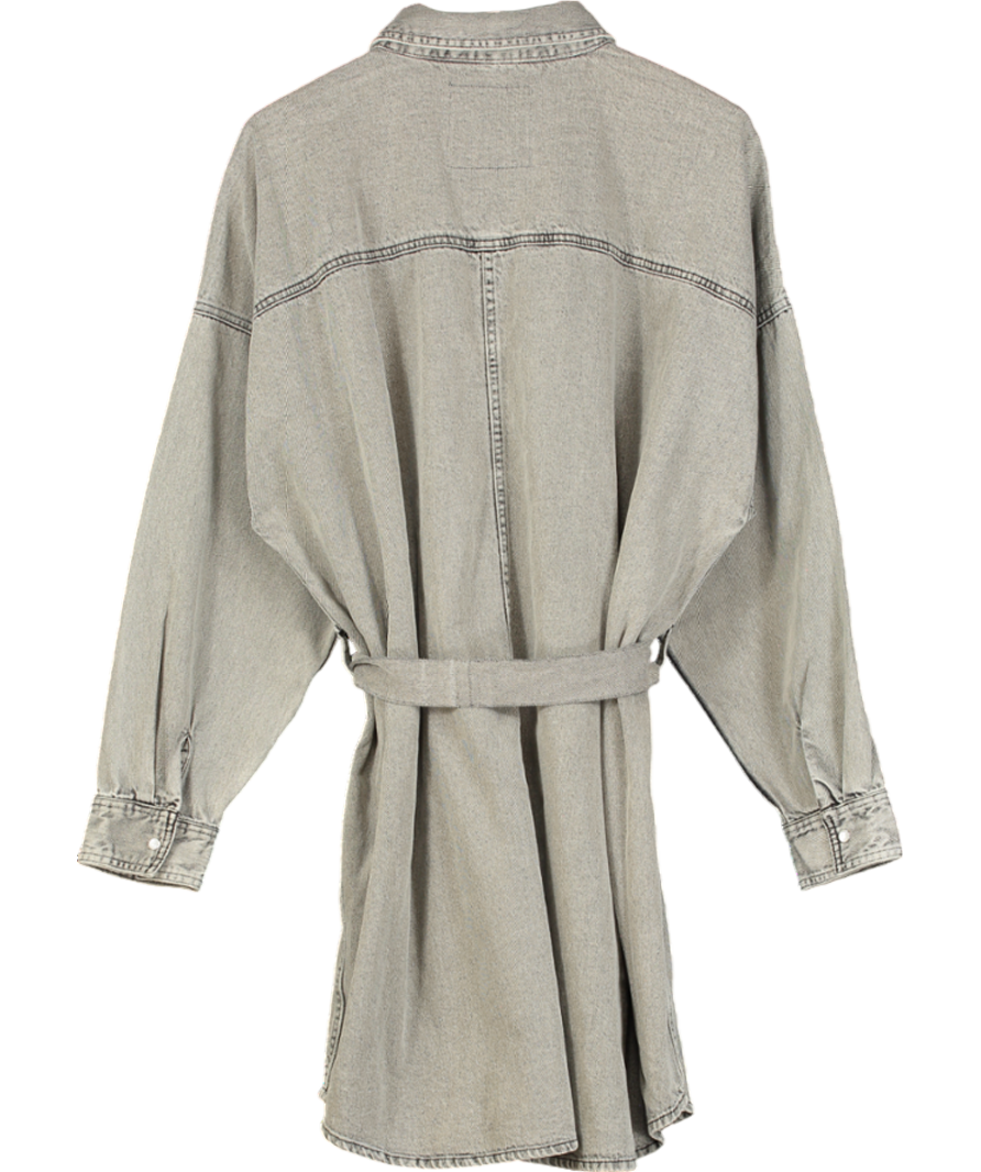 River Island Grey Denim Belted Shirt Dress UK 18