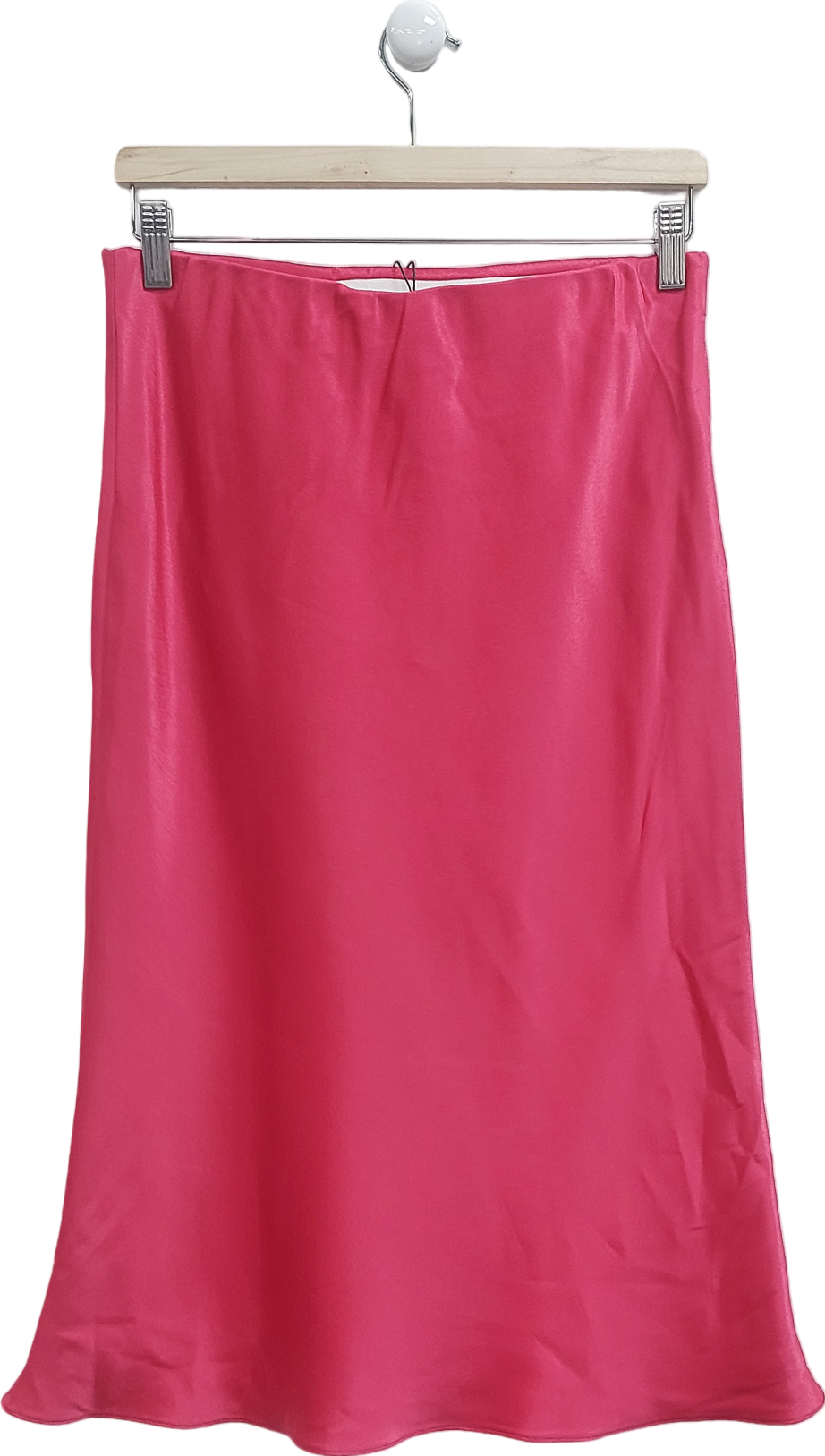 River Island Pink Satin Midi Skirt UK 10