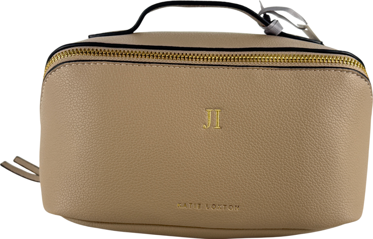Katie Loxton Brown Soho Large Makeup & Wash Bag. Large, 14 Cm X 25 Cm X 14 Cm Personalised Ji Initials UK L
