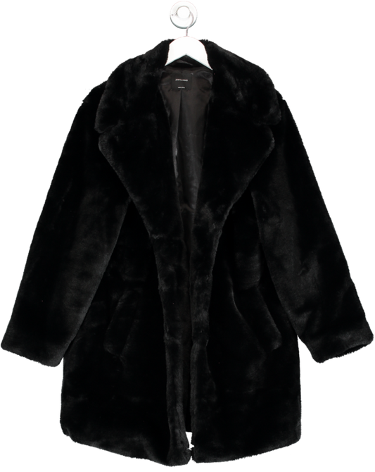 JD.Williams Black Plush Faux Fur Coat UK 16
