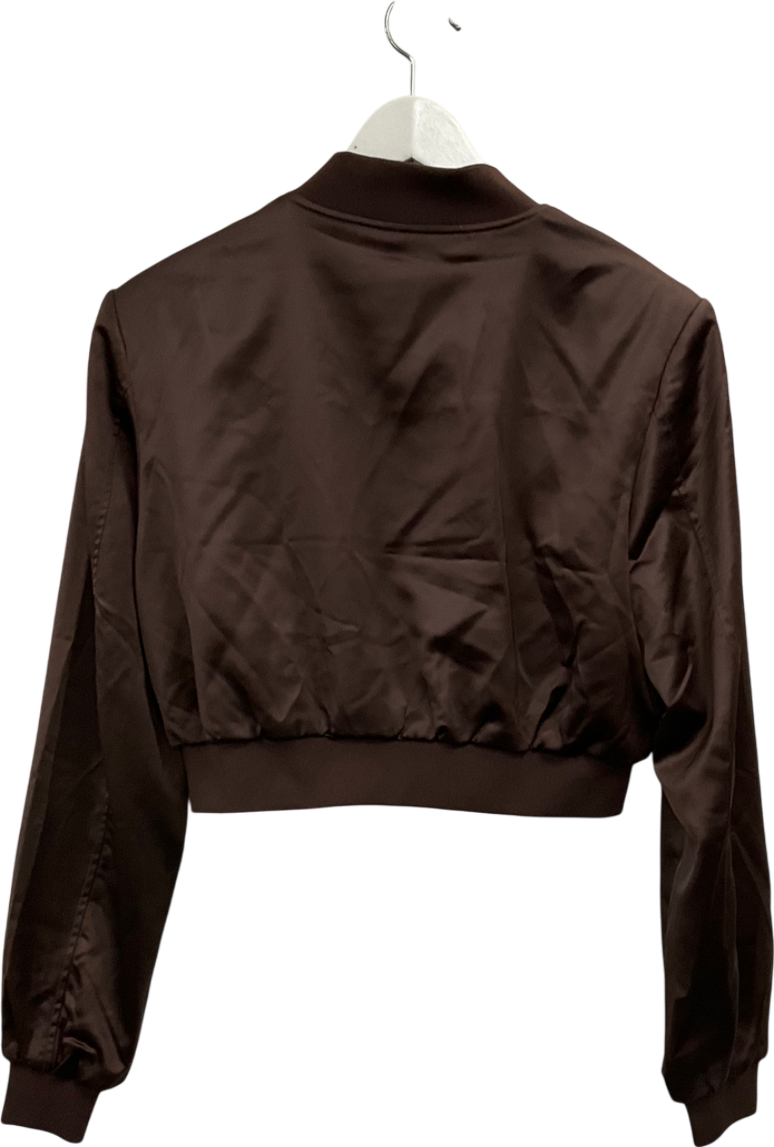 Kzell Brown Satin Bomber Jacket UK S