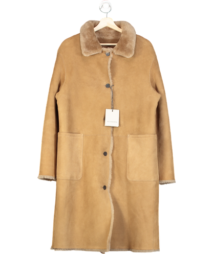 AllSaints Beige Serra 2-in-1 Reversible Shearling Coat In Taupe Brown UK L